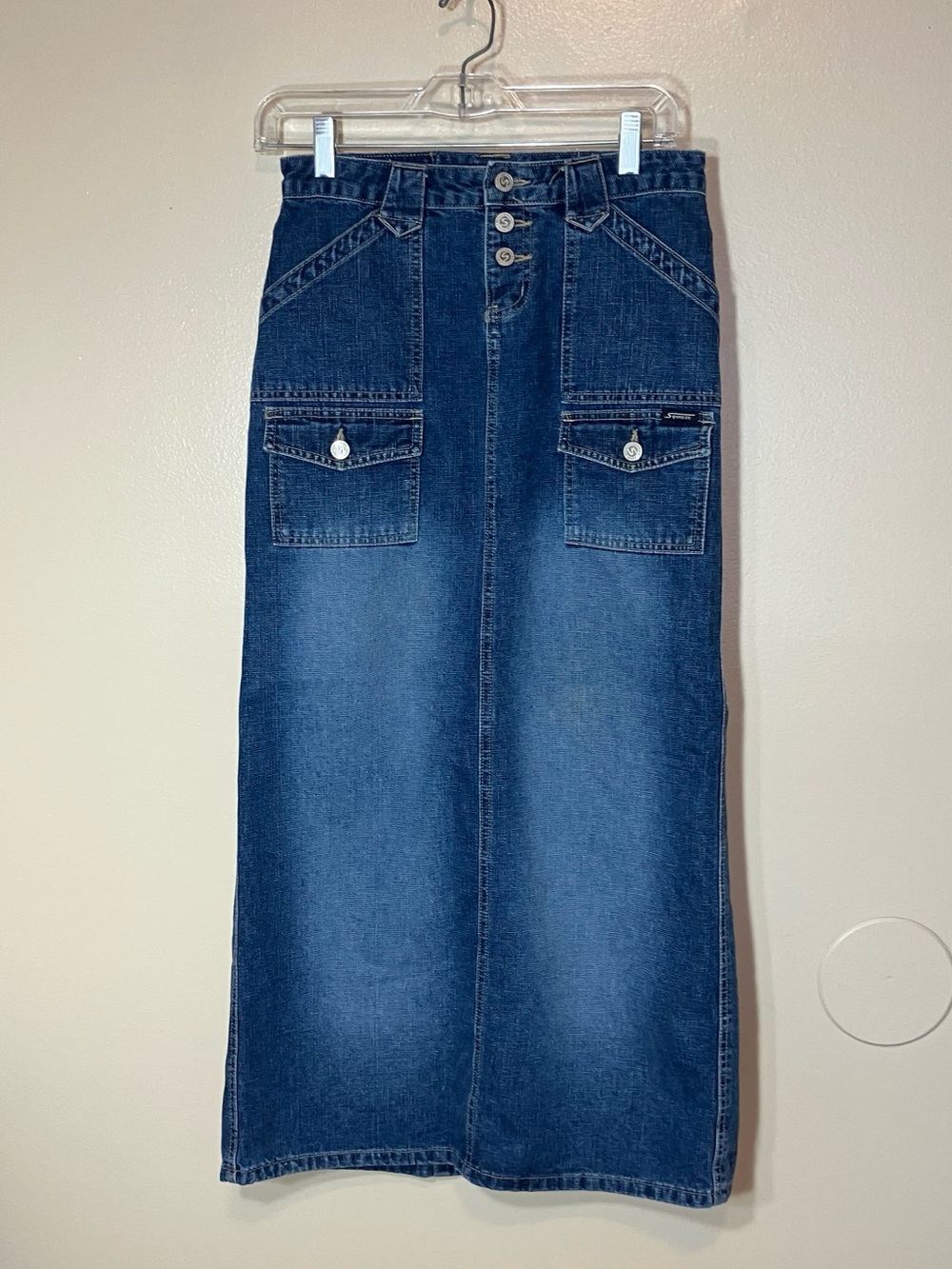 Squeeze Dark Blue Denim Midi Skirt